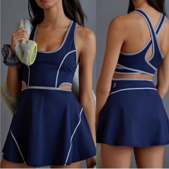 Free People Give it a Whirl Dress FP Movement Navy Size M - Picture 1 of 10